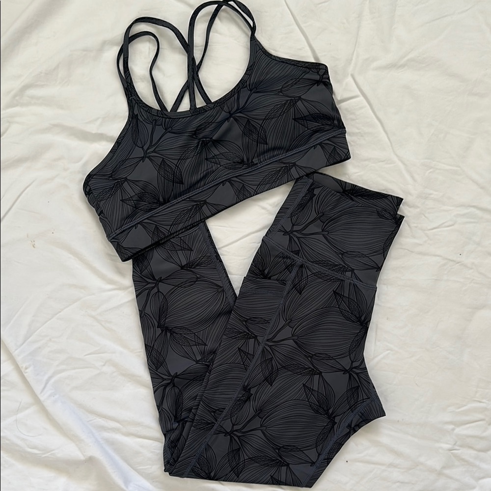 Buff Bunny Black Floral Sports Bra and Leggings Set